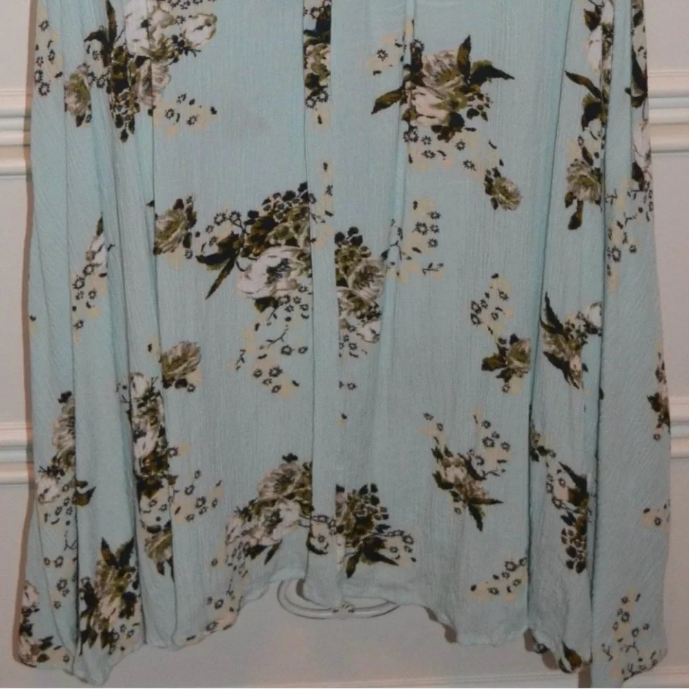 💞Price Drop! Free People Blue Green Swing Floral Tunic Short Casual Dress - MED - Picture 7 of 9